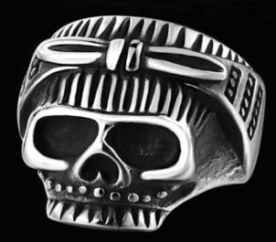 R147 Stainless Steel Biker Chick Skull Biker Ring