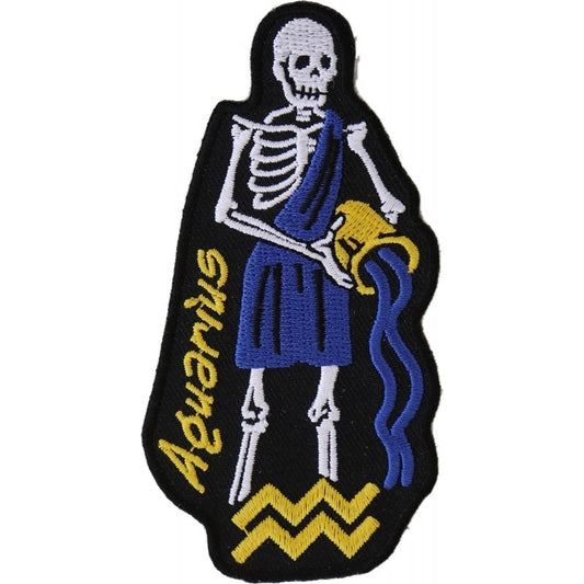 P5480 Aquarius Skull Zodiac Sign Patch