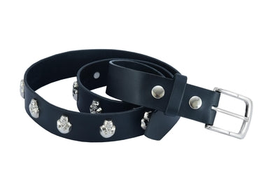 BLT2017 Skull Heads Black Genuine Leather Belt